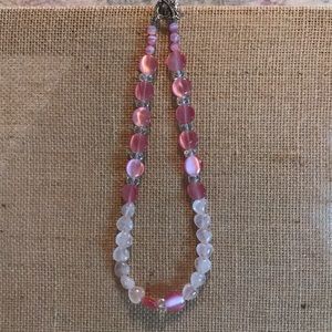 Pink and white gemstone necklace